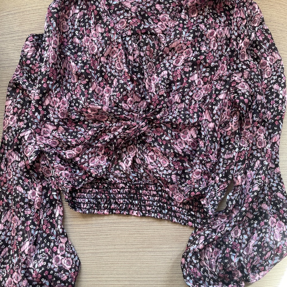 Zara Floral Pink and Black Blouse